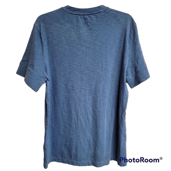 Dkny Blue Short Sleeve Slub Henley Shirt - Picture 3 of 7